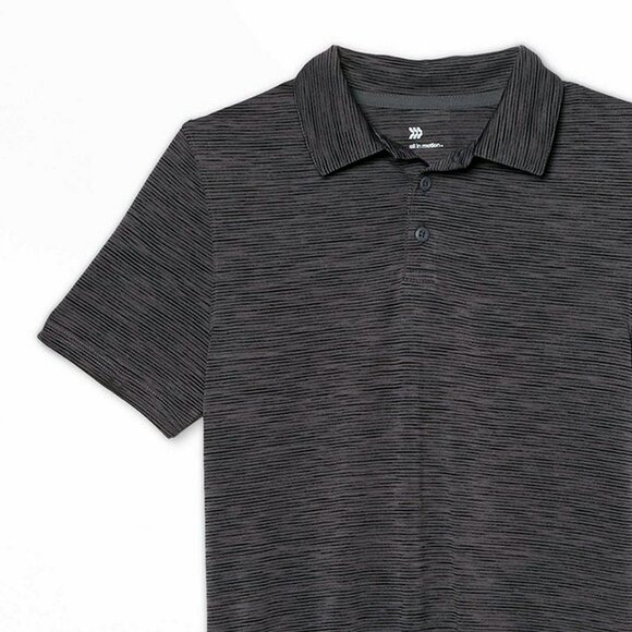 NWT Dark Gray Striped Golf Collar Polo Shirt - Boys Size S (6/7) - All in Motion - Picture 3 of 4